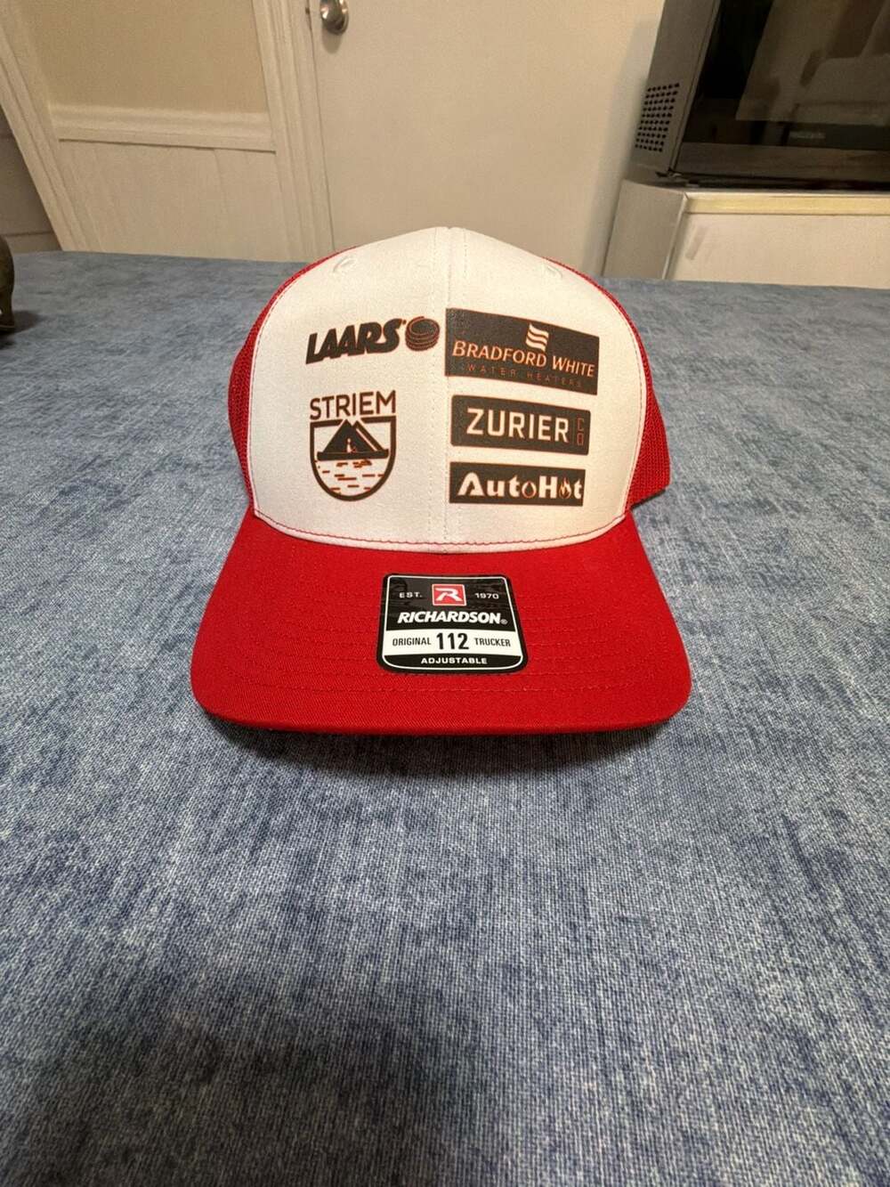 Richardson 112 Trucker Red White Corporate Logos LAARS Bradford White Striem
